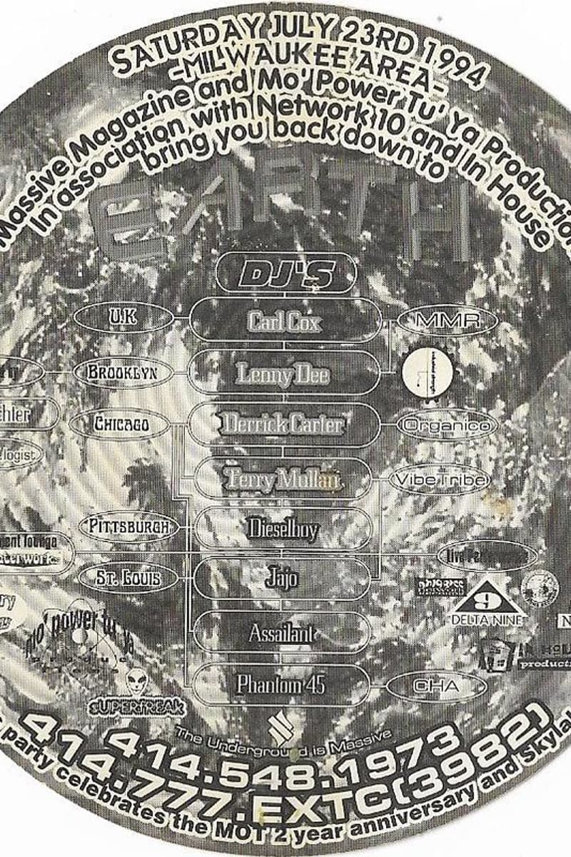 Terry Mullan, Phantom 45, Carl Cox, Dieselboy, TJ Richter - at Earth - Milwaukee, WI - Jul 23, 1994