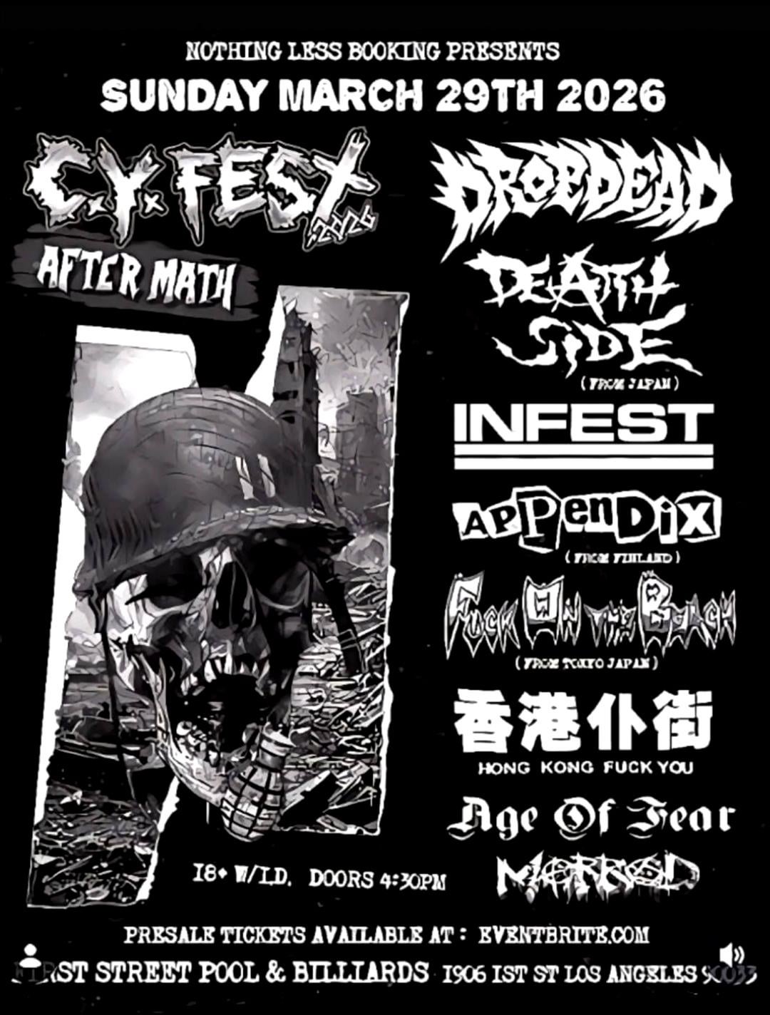Hong Kong Fuck You, Death Side, Appendix, Drop Dead, Marrod - at 1st Street Pool & Billiards - Los Angeles, CA - Mar 29, 2026