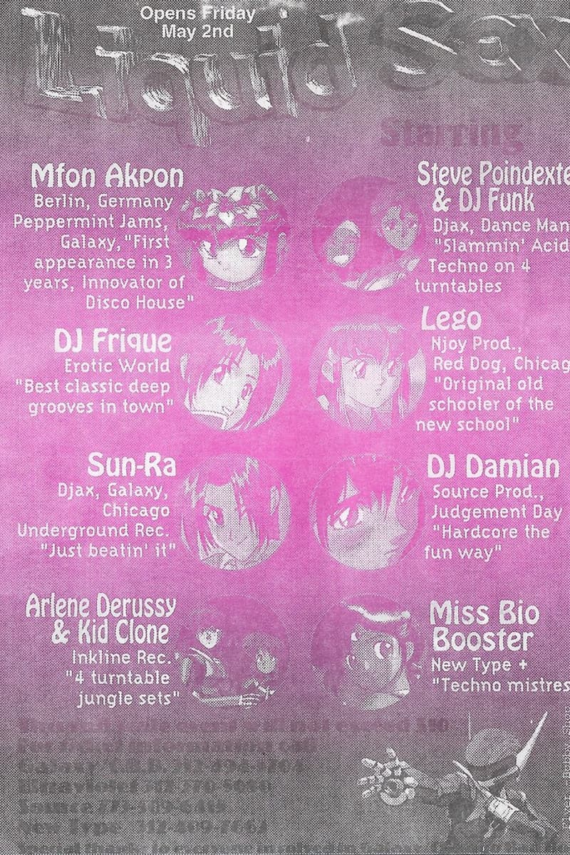 Sun-Ra, Lego, Steve Poindexter, Arlene Derussy, DJ Frique - at Fantasia - Chicago, IL - May 2, 1997