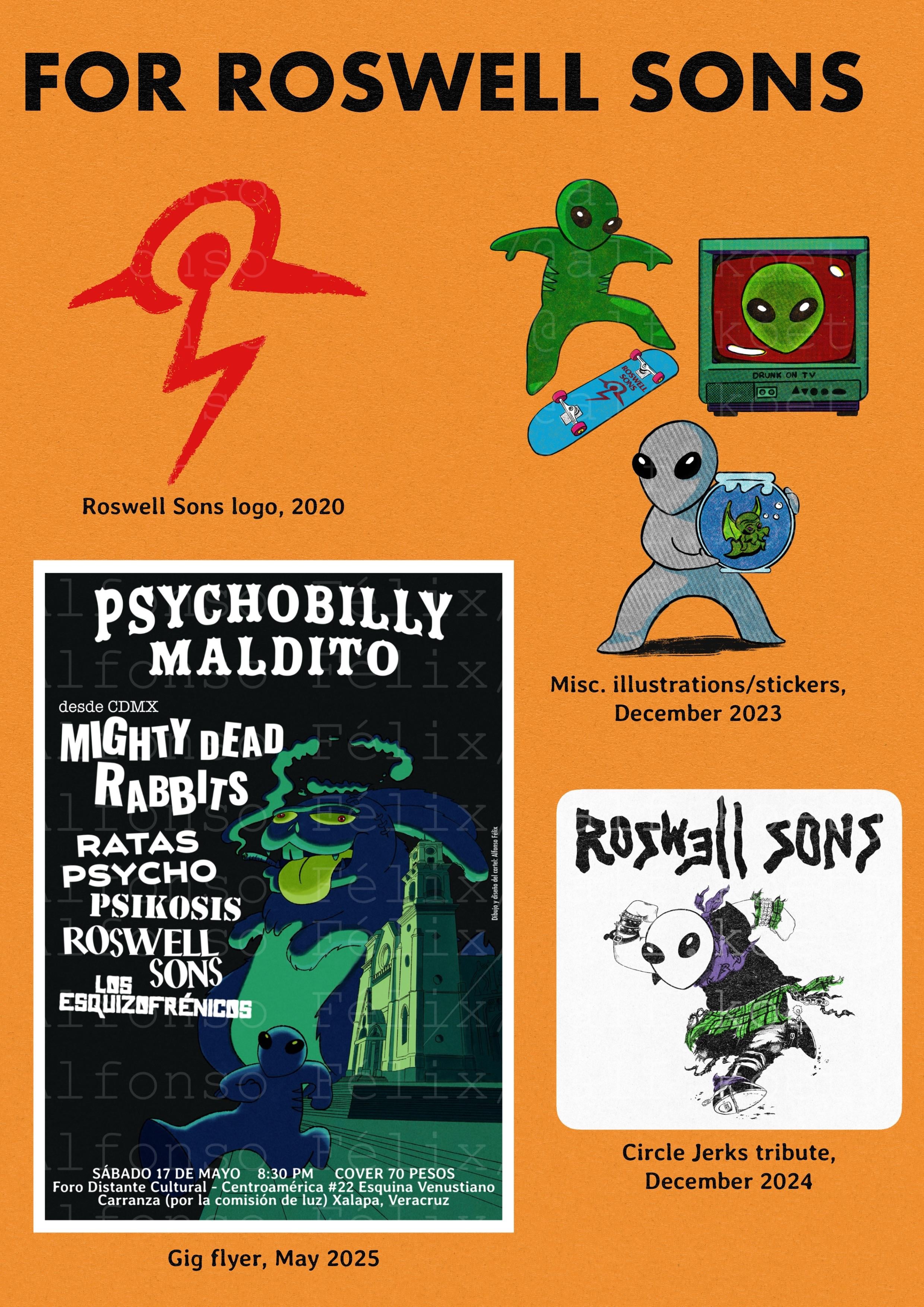 Los Esquizofrénicos, Roswell Sons, Mighty Dead Rabbits, Psychobilly Maldito, Psikosis - at Foro Distante Cultural - Xalapa, Veracruz - May 17, 2025