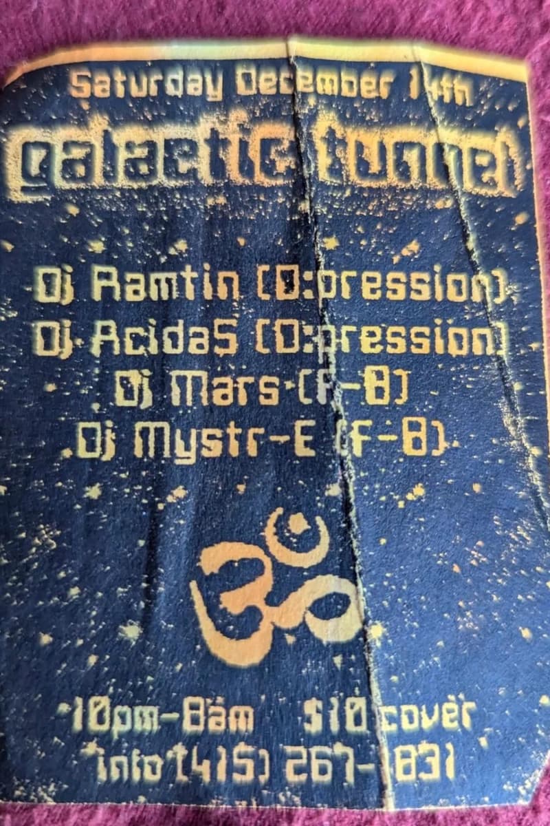 DJ Ramtin (O:pression), DJ Mars (F-8), DJ Mystr-E (F-8), DJ AcidaS (O:pression) - at Galactic Tunnel - San Francisco, CA - Dec 14, 1996