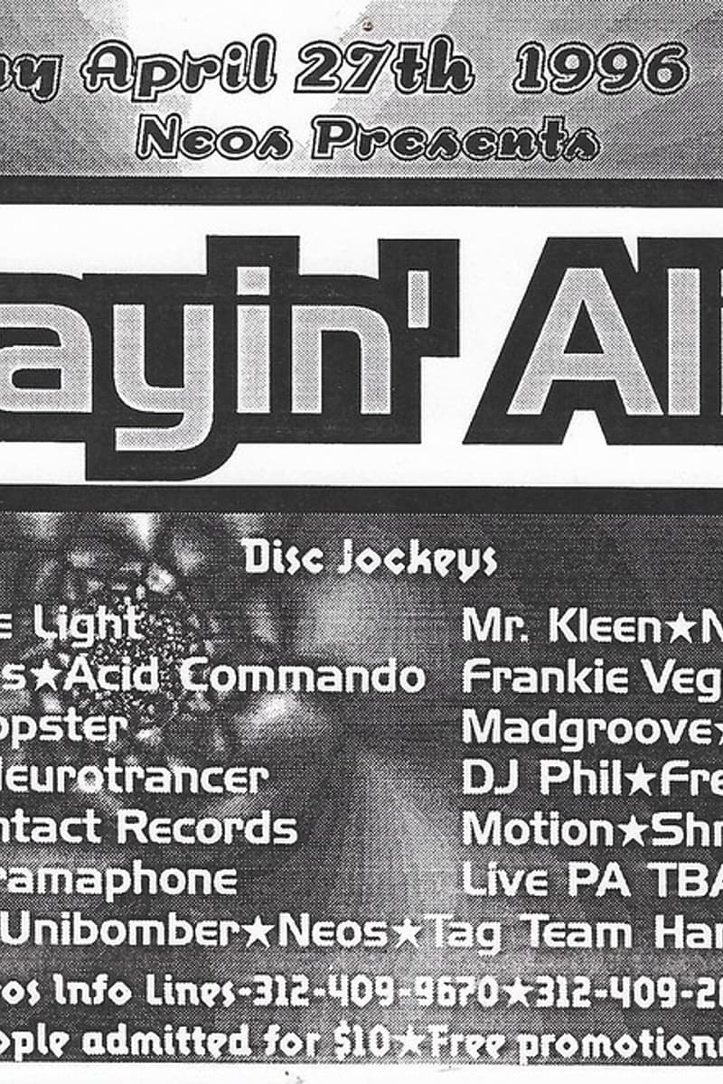 Frankie Vega, Live PA TBA, Madgroove, Motion, DJ Phil - at Neos - Chicago, IL - Apr 27, 1996