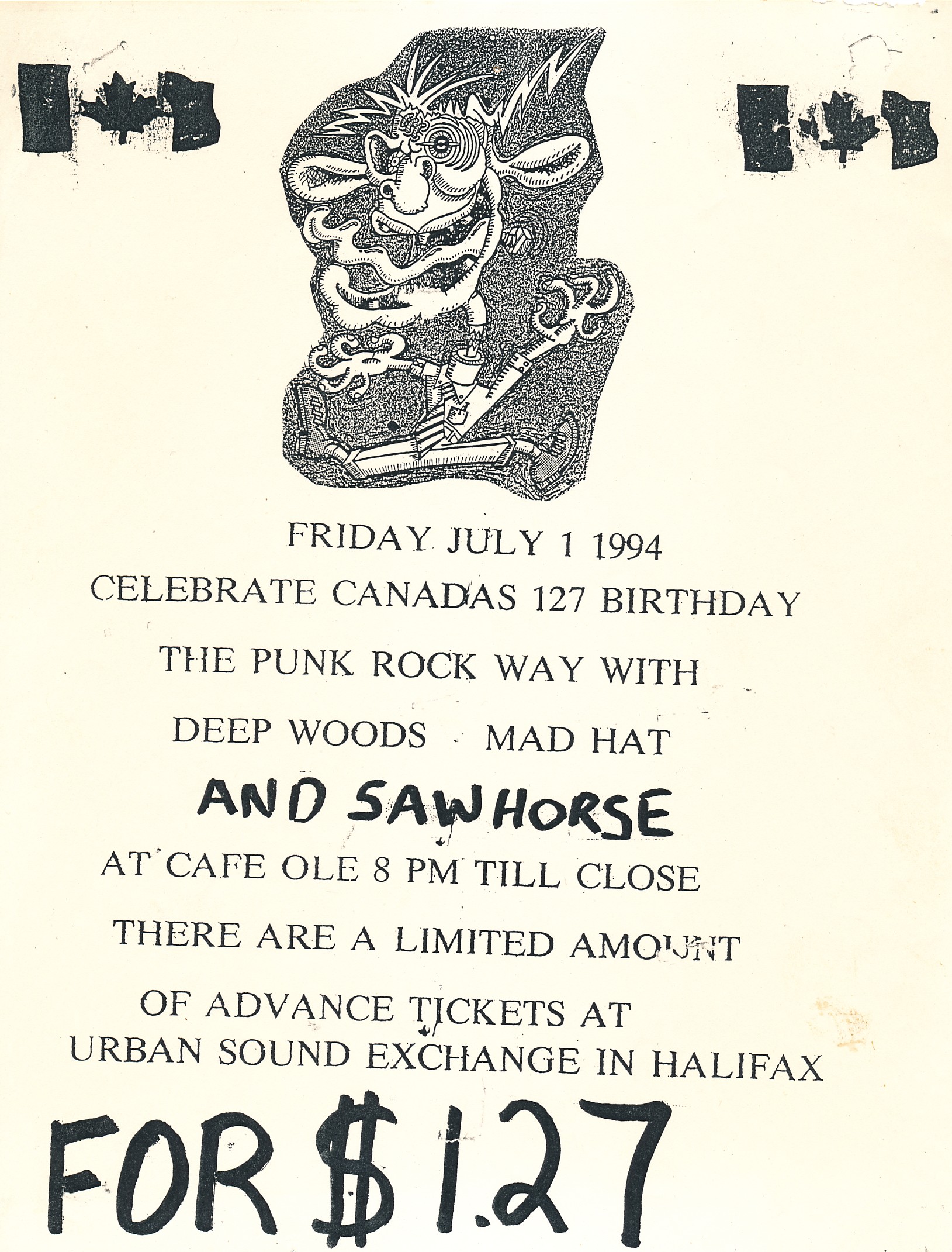 Deep Woods, Sawhorse, Mad Hat - at Cafe Ole - Halifax, Nova Scotia - Jul 1, 1994