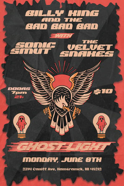 Billy King and The Bad Bad Bad, The Velvet Snakes, Sonic Smut @ Ghost Light