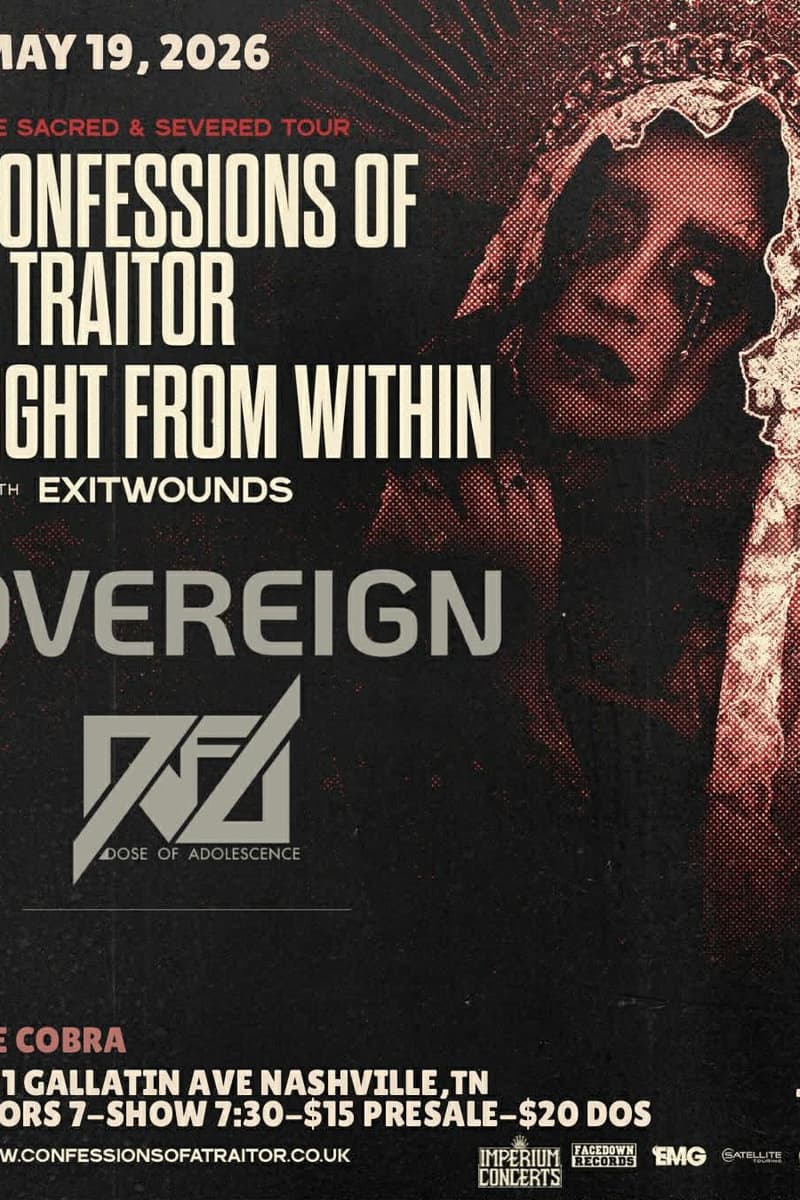 Venue: Confessions of a Traitor | Fight From Within | Exitwounds | Overeign - Nashville, TN - May 19, 2026