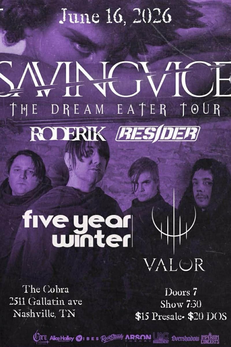 Venue: Saving Vice | Roderick | Resider | Five Year Winter | Valor - Nashville, TN - Jun 16, 2026